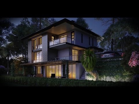 V-Ray Dome Lıght And PhysicalCam Exterior Nıght Rendering Tutorial