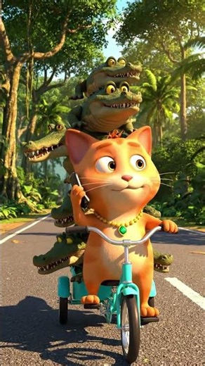 Cat & Tiger's CRAZY Alligator Adventure! 🐊 #cat #shorts #funny