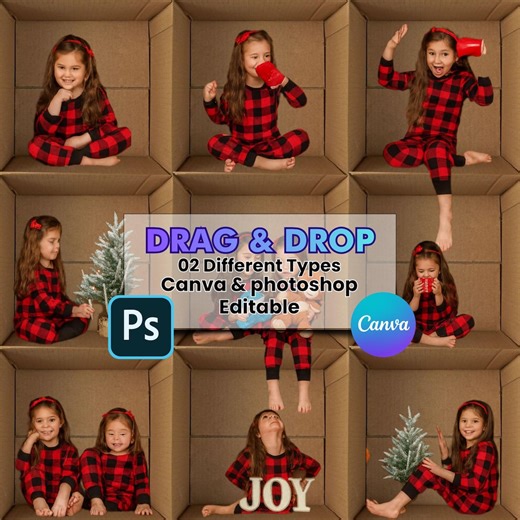 In the Cardboard Box Template, Inside the Box Template, Square Cardboard Grid, 09 Empty Cardboard Boxes Photoshop and Canva Template - Etsy Ireland