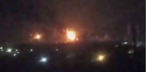 Russia's Ryazan oil refinery ablaze after apparent drone strike - video