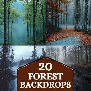20 Forest Backdrops | Misty Woodland Digital Backgrounds | Enchanted Foggy Forest Scene | Autumn Path Photoshop Backdrop - Forest Background - Etsy