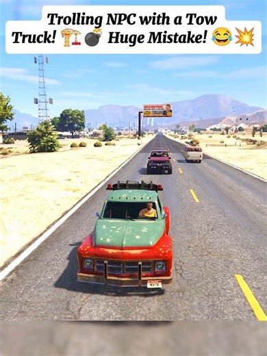 Trolling NPC with a Tow Truck! 🏗️💣 Huge Mistake! 😂💥 #gta #gta5 #shortsfeed
