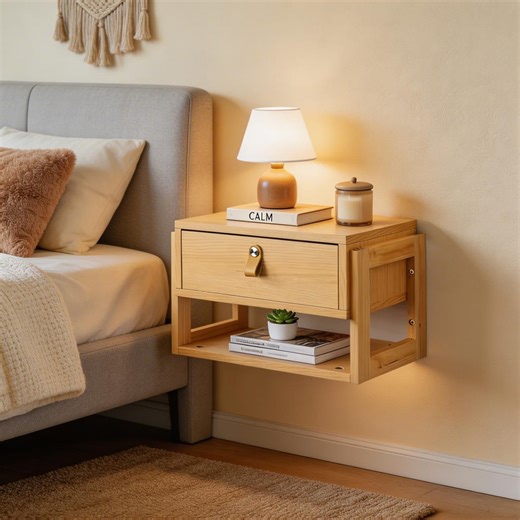 Floating Nightstand With Drawer, Wall Mounted Bedside Table, Modern Wooden Night Stand Minimalist Shelf, Small Space Bedroom Decor Furniture - Etsy