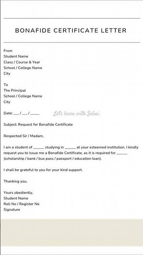 How to Write a Bonafide Certificate | Sample & Format #bonafidecertificate #letterwriting #education