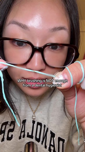 Brushing will only get rid of plaque and debris on the surfaces of your teeth. Flossing removes plaque and debris UNDER the gums, which is crucial for maintaining good gum health and fresh breath! #oralhygiene #dentalhygienist #gumhealth #badbreath #flossing