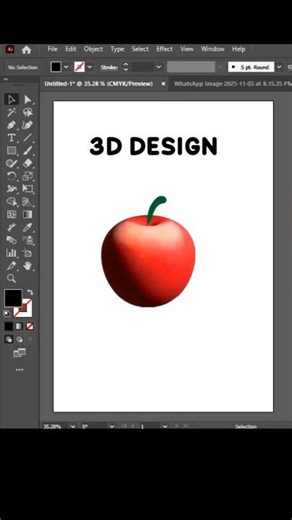 Adobe illustrator 2025- tips to make 3d apple in a second #shorttrick #adobeillustrator