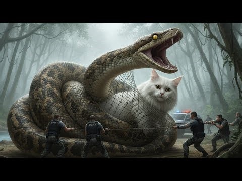 Giant Python Attacks Cat in Jungle – Man & Horse Epic Rescue! | Wild Paw Heroes