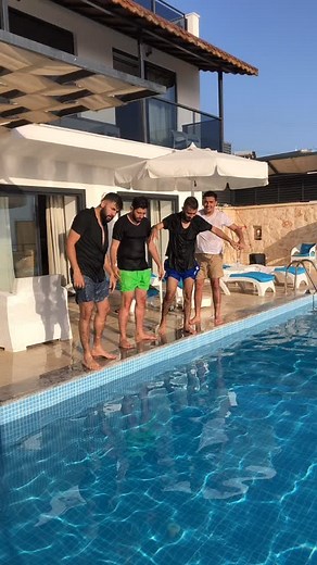 Coordinated Pool Splash Activity with Friends