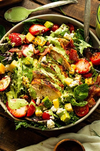 Summer Grilled Chicken Salad w/ Creamy Basil Dressing
