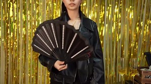 Roowest 6 Pcs Rave Light up Folding Fan for Line Dancing, Black,Neon