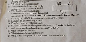 9) Observe the diagram.a) Calculate the effective resistance.... | Filo