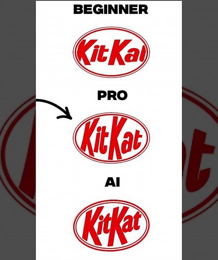Beginner Vs Pro Vs AI - "KitKat" Logo Making - Illustrator #beginnervspro #ai #illustrator