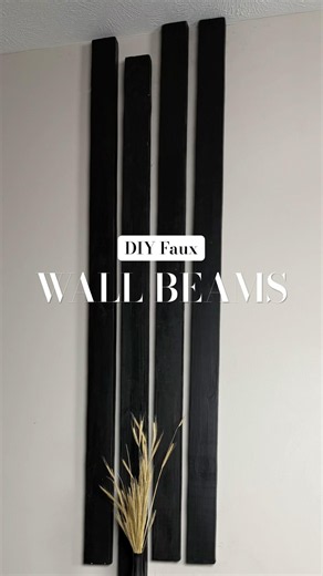 DIY Faux Wall Beams for My Living Room Makeover #livingroommakeover #diyhomedecor