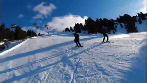 Out-of-control skier leg-sweeps multiple people standing in his path