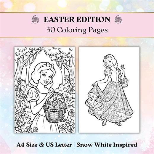 30 Easter Snow White Inspired Coloring Pages, Disney Princess, Spring Printable Activity Book, A4 and US Letter Included - Etsy