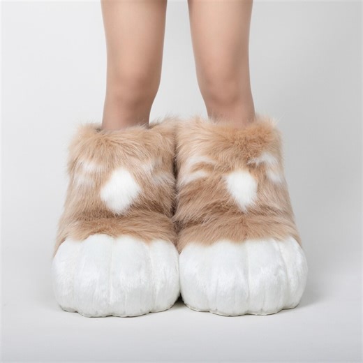 Fursuit Feet Paws Animal Paws, Camel and White, Furry Shoes, Halloween Christmas Costume Accessories Petplay Animal-themed Events - Etsy