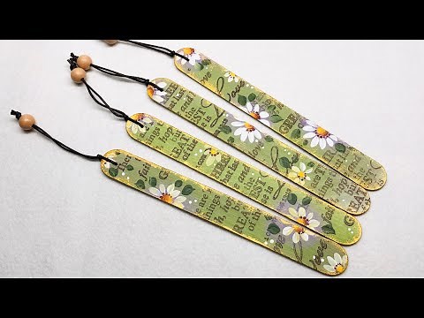 How to make your own bookmarks with acrylic paint-painted Wooden sticks-DIY