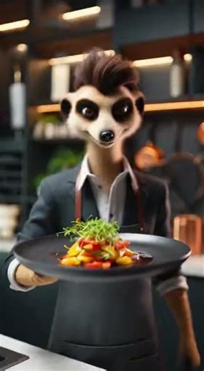 Stylish Meerkat Mastering Gourmet Cooking #shorts