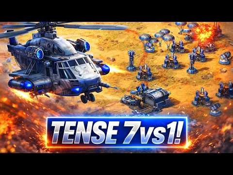 Red Alert 2 | Tense Gameplay | (7 vs 1 + Superweapons)