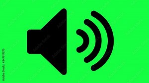 Icon of Sound on a Green Screen (Chroma Key) Background. Isolated Symbol of Audio Technology, Music, and Sound. 4k Vector Animation of Speaker Volume Logo.