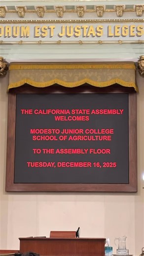 MJC School of Agriculture on Instagram: "We are incredibly grateful to Assemblyman Juan Alanis, who represents the district that includes Modesto Junior College, for welcoming MJC School of Agriculture students onto the Assembly floor at the State Capitol. This was a very special privilege, and we truly appreciate his generosity in taking the time to arrange this opportunity for some of his constituents. An unforgettable experience—thank you for your continued support of our students and the fut