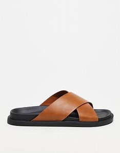 ASOS DESIGN cross over strap sandals in tan | ASOS