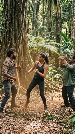 Brave Girl Defeats Two Boys in the Jungle 💥 | Kung Fu Karate Action Story#ai #shorts #fighting