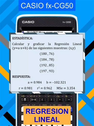 REGRESIÓN LINEAL. #matematicas #calculo #algebra #estadistica #calculadoras