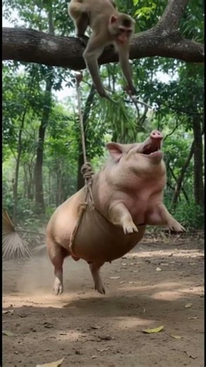 The Pig Loves swinging 😂 #swing #pig #comedyviral