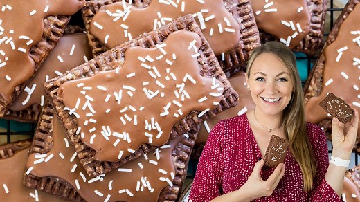 RECIPE: https://sugarspunrun.com/chocolate-pop-tarts-recipe/ Homemade Chocolate Pop Tarts are surprisingly easy to make and taste so much better than store-bought! | Sugar Spun Run