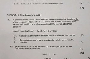 3.3.2 Calculate the mass of sodium sulphate required(4)[24]... | Filo