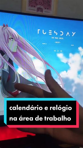 Dica para deixar sua área de trabalho mais bonita | parte 2 : calendário e relógio na área de trabalho #fy #setupgamer #dica #aesthetic #lifehacks