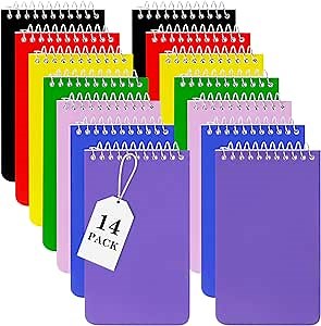 Small Notebooks, Pocket Notebook 3x5, Spiral Notepads, Memo Pads For Office, Home, School - Lined College Ruled Paper, Mini Notepad - 75 Sheets Per Notebook, 7 Colors Notebooks (14 Pack)