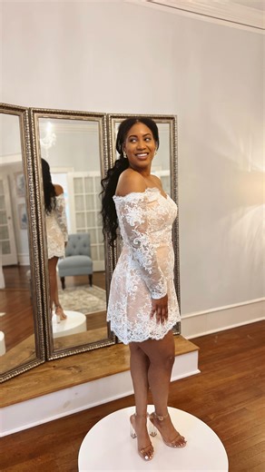 Atlanta Street Bridal Co. on Instagram: "✨Bridal Minis✨ What’s your pick? Kate: clean with beautiful floral details 🌸 Olive: fitted lace with off the shoulder sleeves 🤍 • • • • #weddinggowns #2026 #bride #wedding #bridalshop #shopping #yestothedress #weddinginspo #minidress"