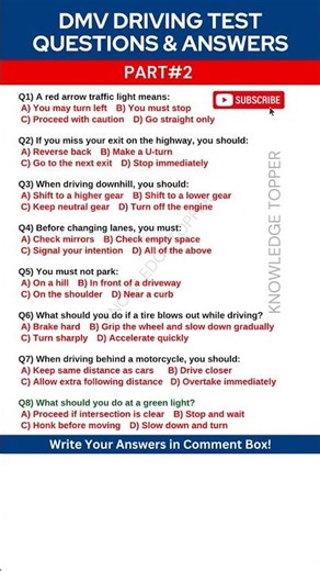 DMV Driving Test Questions and Answers | DMV Written Test Questions and Answers