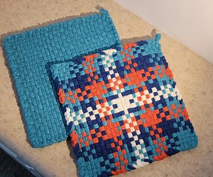 Teal, Navy & Rust Handwoven Potholder Set – Colorful Cotton Hot Pads – Set of 2 – Kitchen Gift - Etsy