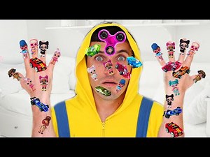 Toys gets stuck on dad's face Vania and Masha