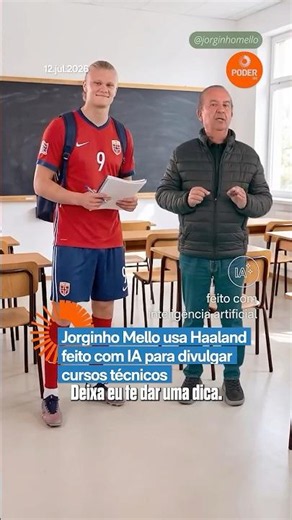 Jorginho Mello uses AI-generated Haaland to promote technical courses