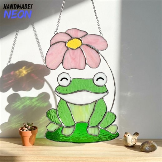 Frog Stained Glass Suncatcher, Handmade Animal Window Hanging, Nature Home Decor - Etsy