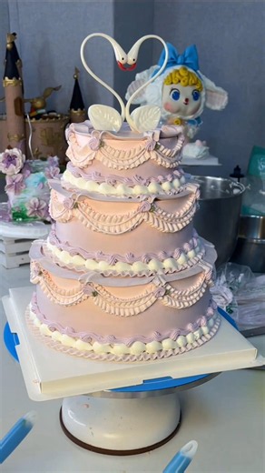 Very Beautiful Purple 💜 colour cake decoration for little girl #cake #cakedecorating