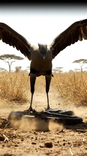 Secretarybird Stomps Venomous Snake | Savanna Hunt