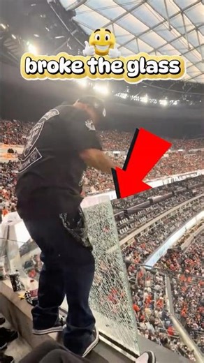 He Broke the Stadium Glass by Accident! 😱#sports #stadium #shorts