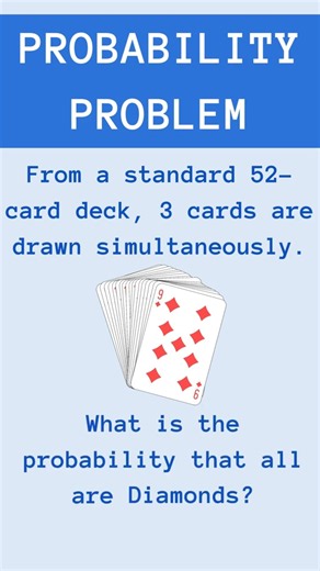The Odds of Drawing 3 Straight Diamonds? 💎🃏 #maths #probability #shorts #statistics