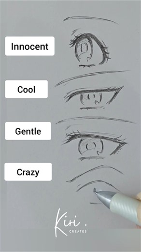 How to draw Anime Eyes Innocent vs Cool vs Gentle vs Crazy #animeeyes #animetutorials #howtodraw