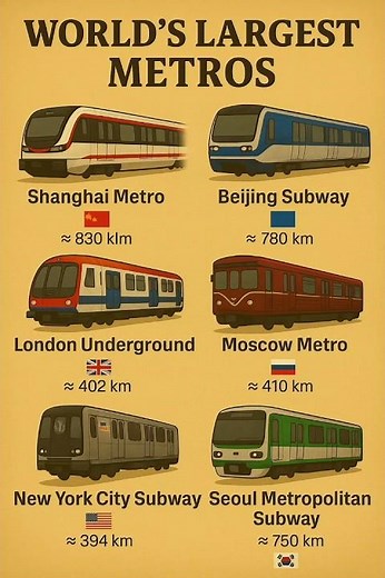 🌍 World’s Largest Metro Systems — Incredible Underground Giants! 🚇#shorts