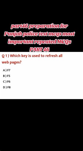 part46 preparation for Punjab police test mcqs most important repeated MCQs PART 46