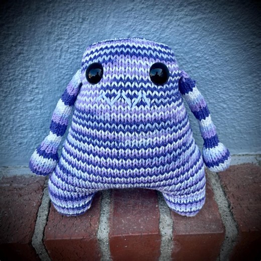 Hand Knitted Pastel Purple Cotton Monster Plushie, Creepy Stuffed Animal - Etsy