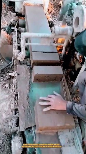 Clay Block Cutting Machine Slices Wet Brick Sections with Vertical Wire Before Drying#machinecutting