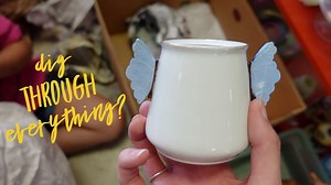 The kids came to the shop and I let Juliette help me dig through boxes that had been piling up. | Crazy Lamp Lady