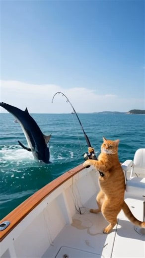 米国猫🐾 on Instagram: "“The American Cat goes big-game fishing. No fear. No borders. Just instinct.” #AICat #CatsOfInstagram #Fishing #BigGameFishing #Marlin #OceanLife #EpicCatch #Reels"